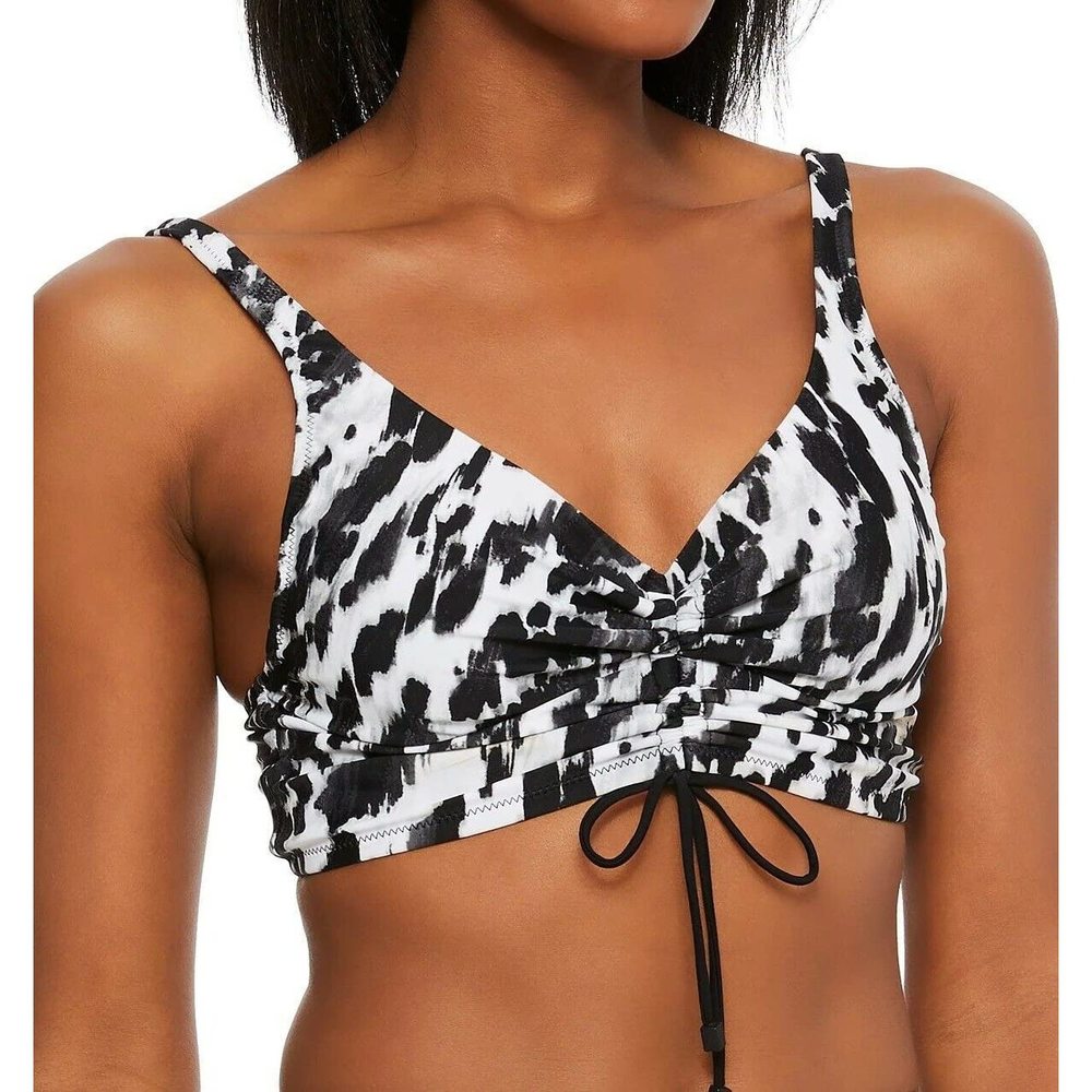 $44 Bar III Stretch Removable Cups Lined V Neck Adjustable Top Black Size Small